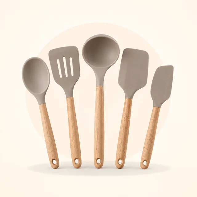 Silikon Spatula ve Kepçe Seti 5 Parça