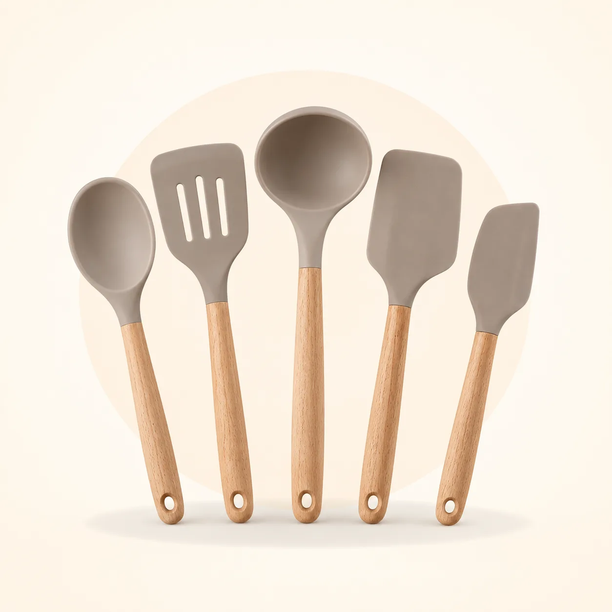 Silikon Spatula ve Kepçe Seti 5 Parça